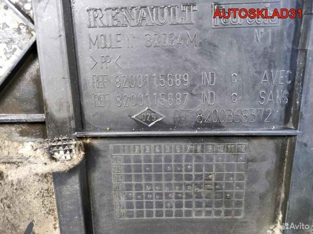 Защита картера Renault Megane 2 8200368372 - АвтоСклад31.рф - авторазборка контрактные б/у запчасти в г. Белгород